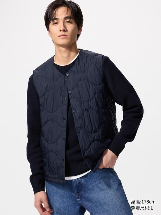 男装/男女同款 高级轻型羽绒便携式背心弧形压线外套羽绒服马甲防静电防泼水