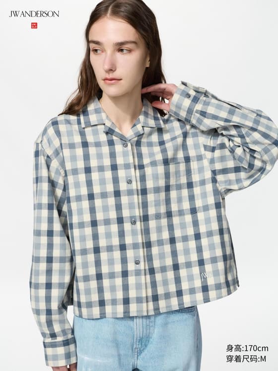 女装/男女同款 法兰绒箱型格纹衬衫/长袖