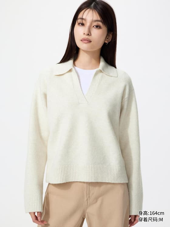 女装 souffle yarn舒芙蕾POLO领针织衫