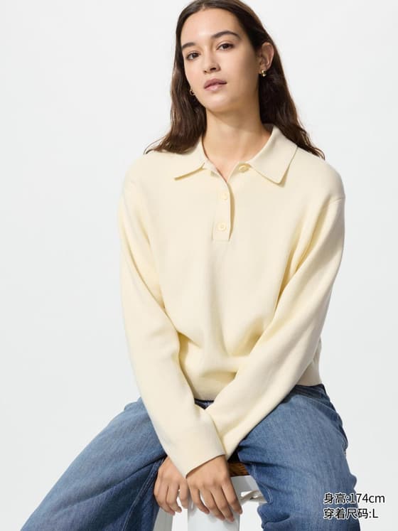 女装 柔滑棉质POLO领针织衫/毛衣毛衫