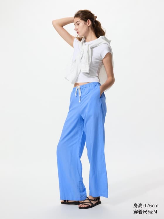 女装 麻混纺舒适长裤/加长款73cm~75cm