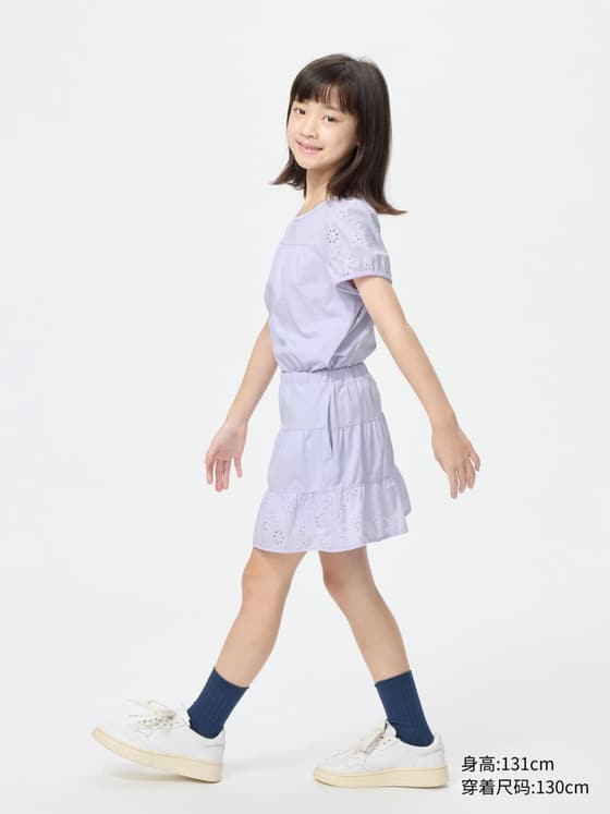 童装女童 针织拼接刺绣迷你裙裤