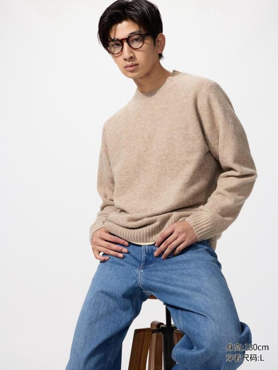 男装/男女同款 souffle yarn舒芙蕾圆领针织衫/长袖舒芙蕾毛衣毛衫