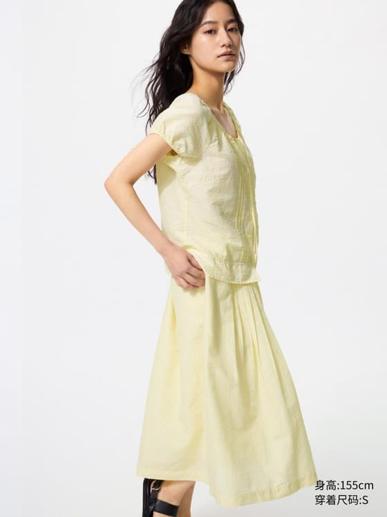 女装 麻混纺U领衬衫/短袖