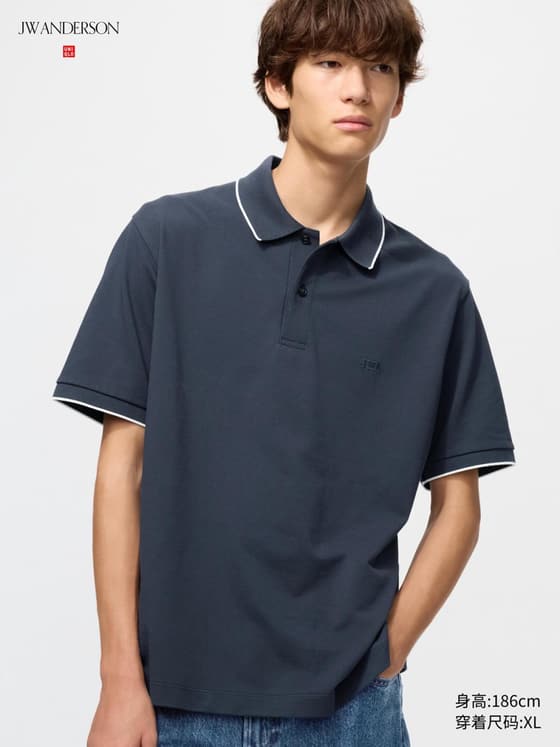 男装/男女同款 快干POLO衫/短袖条纹饰边