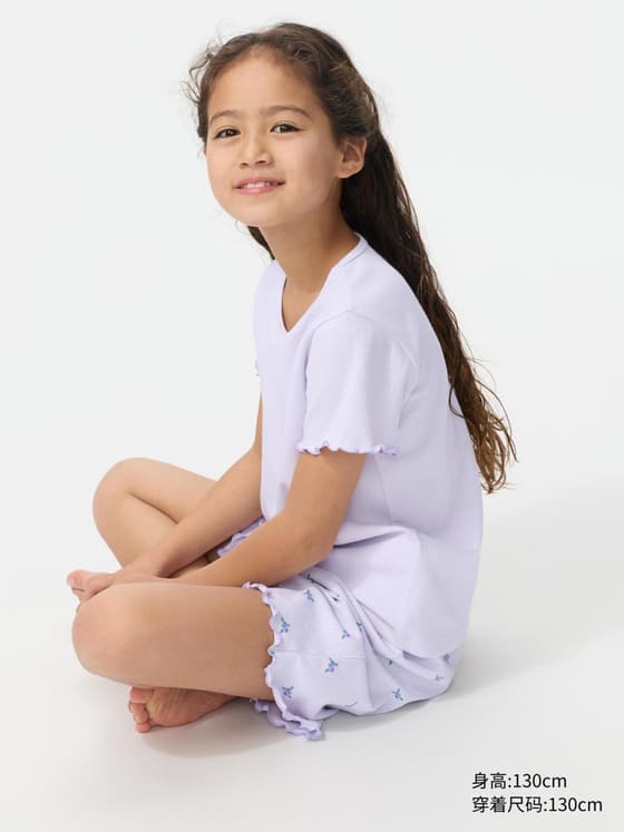 童装女童 AIRism棉混纺休闲套装/短袖