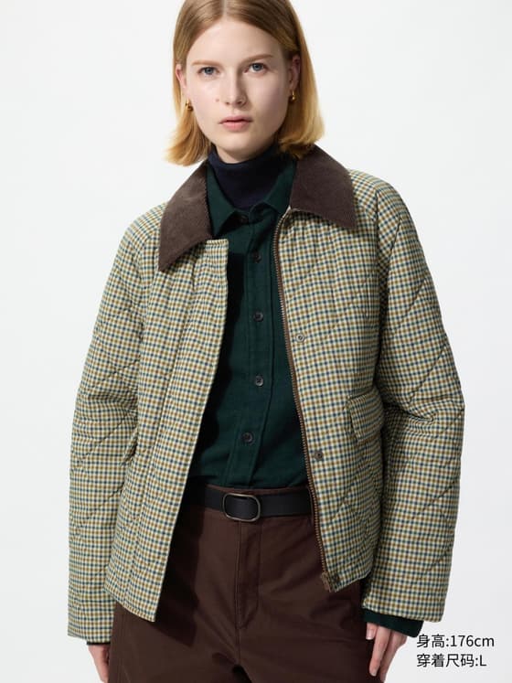 女装 棉服休闲短茄克/格纹