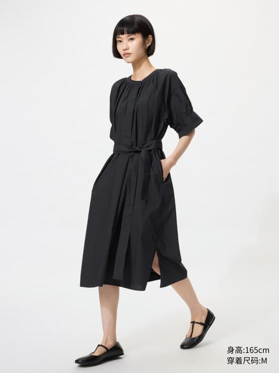 女装 棉混纺泡泡袖连衣裙/短袖