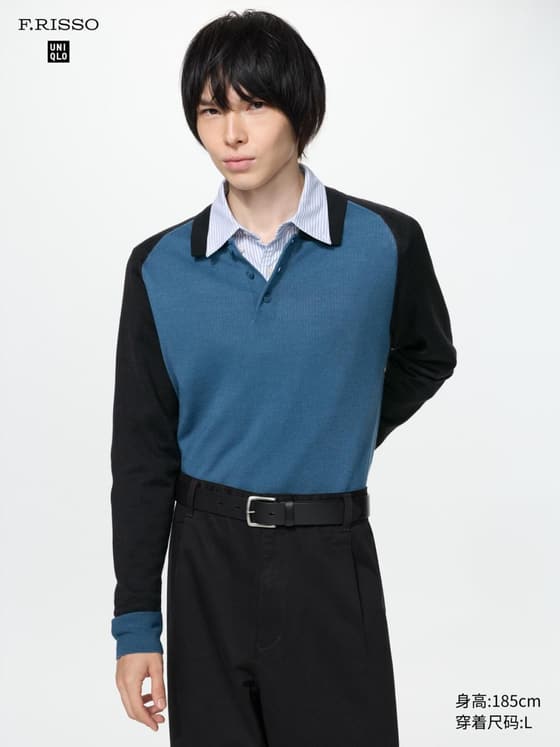 男装 3D羊毛混纺 针织polo衫/长袖