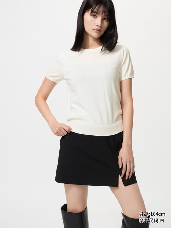 女装 棉莫代尔混纺圆领针织衫/短袖